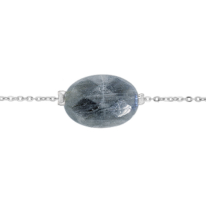 BRACELET ACIER PIERRE NATURELLE LABRADORITE (AMITIÉ & INTUITION) 15+3CM