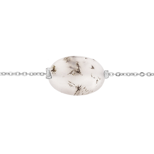 BRACELET ACIER PIERRE NATURELLE AGATE BLANCHE (DÉTENTE & HARMONIE)  15+3CM
