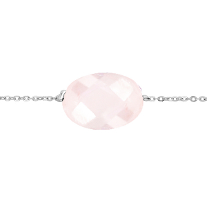 BRACELET ACIER PIERRE NATURELLE QUARTZ ROSE (AMOUR & PAIX)  15+3CM
