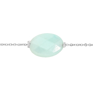 BRACELET ACIER PIERRE NATURELLE AMAZONITE  (TENDRESSE & POSITIVITÉ)  15+3CM