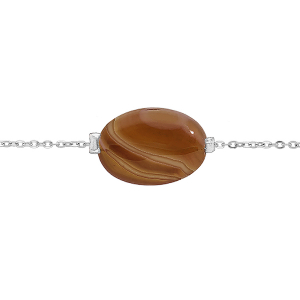 BRACELET ACIER PIERRE NATURELLE AGATE DU BOSTWANA (BONHEUR)  15+3CM