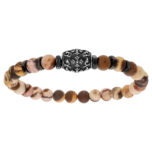 BRACELET ACIER BOULES JASPE FERMOIR AMANTÉ 20,5CM