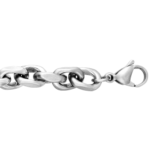 BRACELET ACIER MAILLE STYLE GROSSE FORCAT 21CM SATINÉE