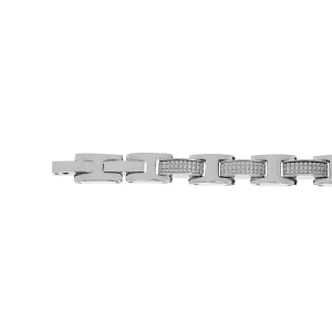 BRACELET ACIER MOTIF CARRÉ AVEC 19CM + 1.5CM REGLABLE DOUBLE FERMOIR