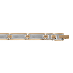 BRACELET ACIER  ET PVD DORÉ 21,5CM REGLABLE