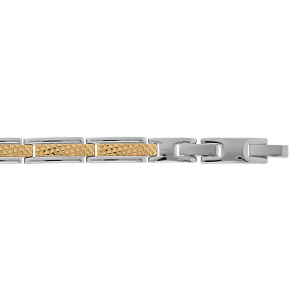 BRACELET ACIER  ET PVD DORÉ DOUBLE FERMOIR 19+2CM REGLABLE DOUBLE FERMOIR