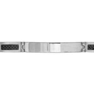BRACELET ACIER IDENTITE CARBONE 18,5CM +1CM RÉGLABLE DOUBLE FERMOIR