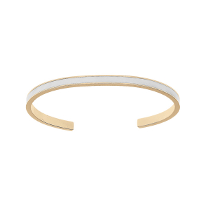 BRACELET ACIER ET PVD DORÉ RIGIDE 4MM OUVERT 58MM RÉSINE BLANCHE