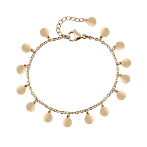 BRACELET ACIER ET PVD DORÉ PAMPILLES 16+3CM