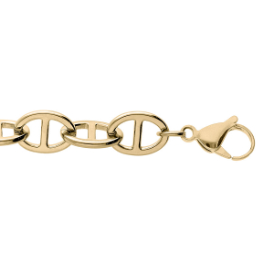 BRACELET ACIER ET PVD DORÉ MAILLE MARINE 21,5CM