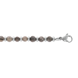 BRACELET ACIER PIERRES LABRADORITE MAT VÉRITABLE 18+3CM