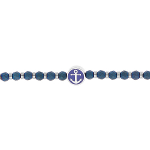 BRACELET ACIER ET PVD BLEU MOTIF ANCRE 18+3CM