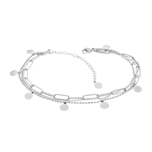 BRACELET ACIER 3 RANGS AVEC PASTILLES  15+3CM