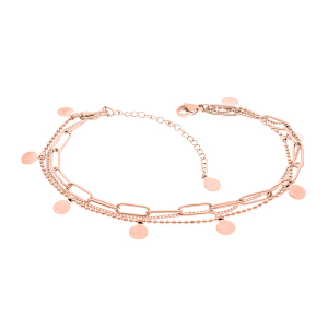 BRACELET ACIER ET PVD ROSE 3 RANGS 15+3CM