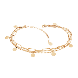 BRACELET ACIER ET PVD JAUNE 3 RANGS 15+3CM