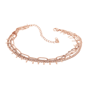 BRACELET ACIER ET PVD ROSE 3 RANGS 15+3CM