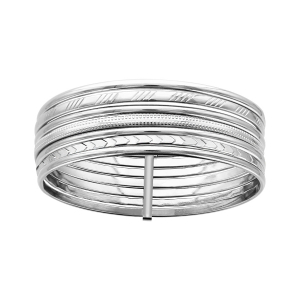 BRACELET ACIER SEMAINIER 4 LISSES ET 3 DIAMANTES DIAM 62