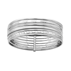 BRACELET ACIER SEMAINIER 4 LISSES ET 3 DIAMANTES DIAM 65