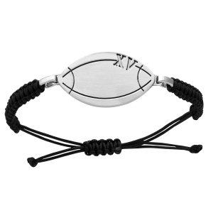 BRACELET ACIER ET CORDON COULISSANT NOIR BALLON DE RUGBY XV