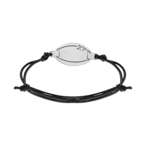 BRACELET ACIER ET CORDON COULISSANT NOIR BALLON DE RUGBY XV