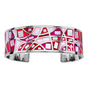 BRACELET ACIER STELLA MIA MOTIF ROND DEGRADE ROSE AVEC NACRE  DIAM 59MM INTERIEUR