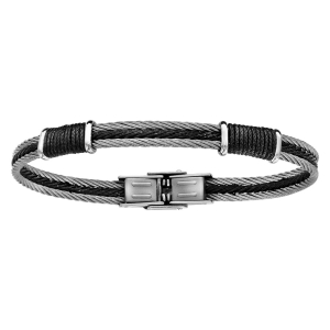 BRACELET ACIER 3 CABLES GRIS ET NOIR 20CM