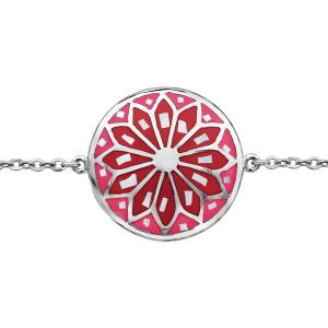 BRACELET ACIER MOTIF ROND STELLA MIA DEGRADE ROSE ET NACRE BLANCHE 16+3CM