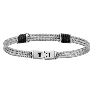 BRACELET ACIER 3 RANGS CABLE GRIS 20CM