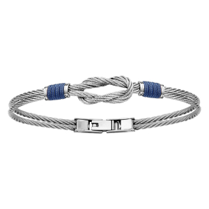 BRACELET ACIER ET CABLE GRIS AVEC NOEUD MARIN 20CM