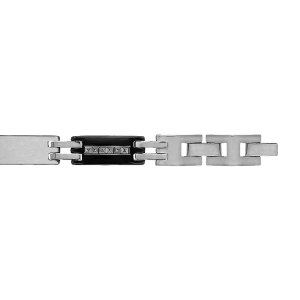 BRACELET ACIER ET PVD NOIR JUNIOR 7MM GRAVURE LASER MOTIF GREC 17CM REGLABLE DOUBLE FERMOIR 16CM