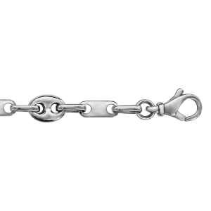 BRACELET ACIER MAILLE GRAIN DE CAFE ET PLAQUETTE 20,5CM