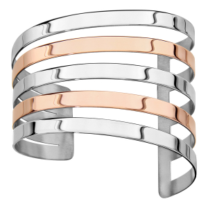 BRACELET ACIER MANCHETTE AJOURE 2 TONS PVD ROSE