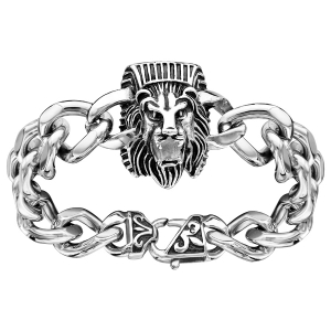 BRACELET ACIER PATINE TETE DE LION 21CM