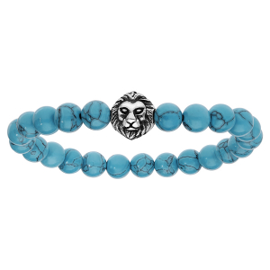 BRACELET EXTENSIBLE PERLE TURQUOISE IMITATION AVEC TETE DE LION