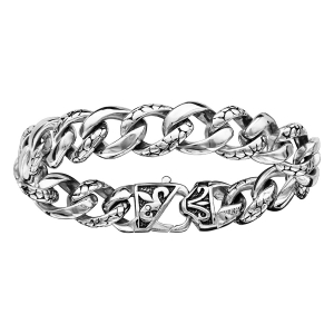 BRACELET ACIER MAILLE GOURMETTE ECAILLE 21,5CM