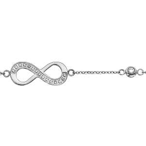 BRACELET ACIER 1 OXYDE BLANC SERTI CLOS 1 MOTIF INFINI OXYDES BLANCS SERTIS 16+2CM