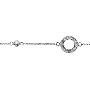 BRACELET ACIER 1 OXYDE BLANC SERTI CLOS 1 CERCLE EVIDE CONTOUR OXYDES BLANCS SERTIS 16+2CM