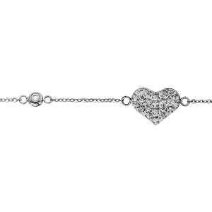 BRACELET ACIER 1 OXYDE BLANC SERTI CLOS 1 COEUR OXYDES BLANCS SERTIS 16+2CM