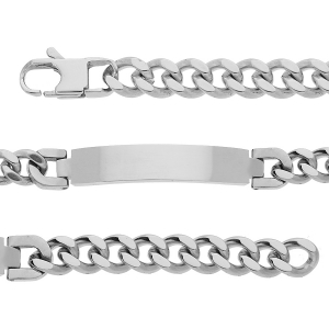 BRACELET ACIER SATINÉ IDENTITÉ 10MM MAILLE GOURMETTE 9MM 21CM