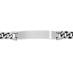 BRACELET ACIER IDENTITÉ 10MM MAILLE GOURMETTE 9MM ASPECT VIEILLI PVD BROSSÉ 21CM