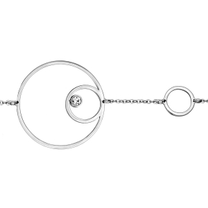 BRACELET ACIER DOUBLE CERCLE OXYDE BLANC SERTI CLOS 15+5CM