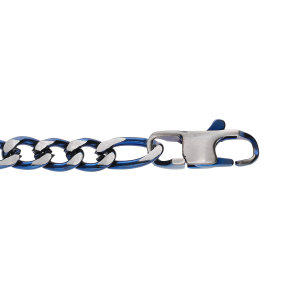 BRACELET ACIER 1+3 4MM PVD BROSSÉ ASPECT PATINÉ CHANFREIN BLEU  19CM