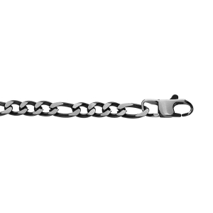 BRACELET ACIER 1+3 4MM PVD BROSSÉ ASPECT PATINÉ CHANFREIN NOIR  19CM