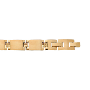 BRACELET REGLABLE ACIER PVD DORÉ LARGEUR 11MM  19CM + 2CM RÉGLABLE DOUBLE FERMOIR