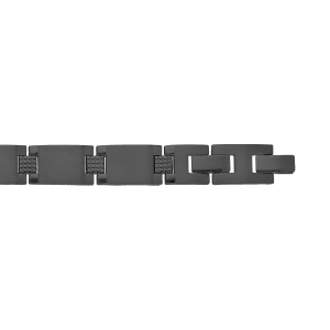 BRACELET ACIER PVD NOIR 19CM + 2CM RÉGLABLE DOUBLE FERMOIR
