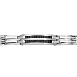 BRACELET ACIER PLAQUE IDD PVD NOIR 20,5CM REGLABLE