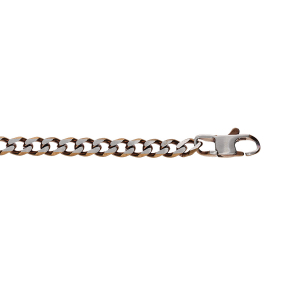 BRACELET ACIER MAILLE GOURMETTE 4MM PVD BROSSÉ ASPET PATINÉ CHANFREIN MARRON 19CM