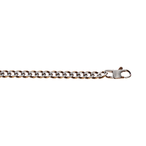 BRACELET ACIER MAILLE GOURMETTE 4MM PVD BROSSÉ ASPET PATINÉ CHANFREIN MARRON 19CM