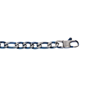 BRACELET ACIER 1+3 5MM PVD BROSSÉ ASPECT PATINÉ CHANFREIN BLEU  19CM