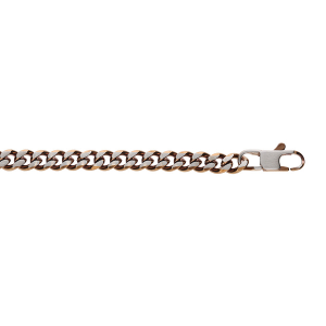 BRACELET ACIER MAILLE GOURMETTE 5MM PVD BROSSÉ ASPET PATINÉ CHANFREIN MARRON 19CM